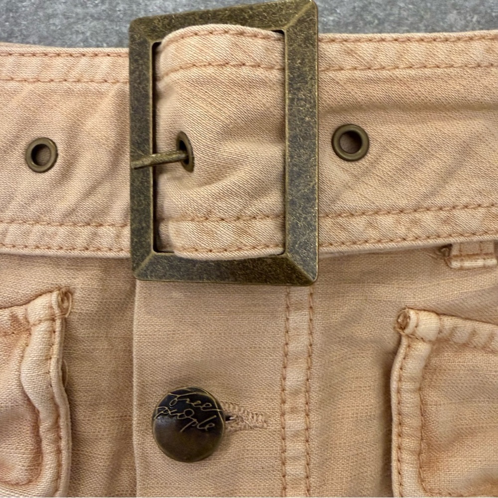 Free People Hang On Tight Belted Utility Mini Skirt in Sand Size 6 NWOT - Picture 5 of 14